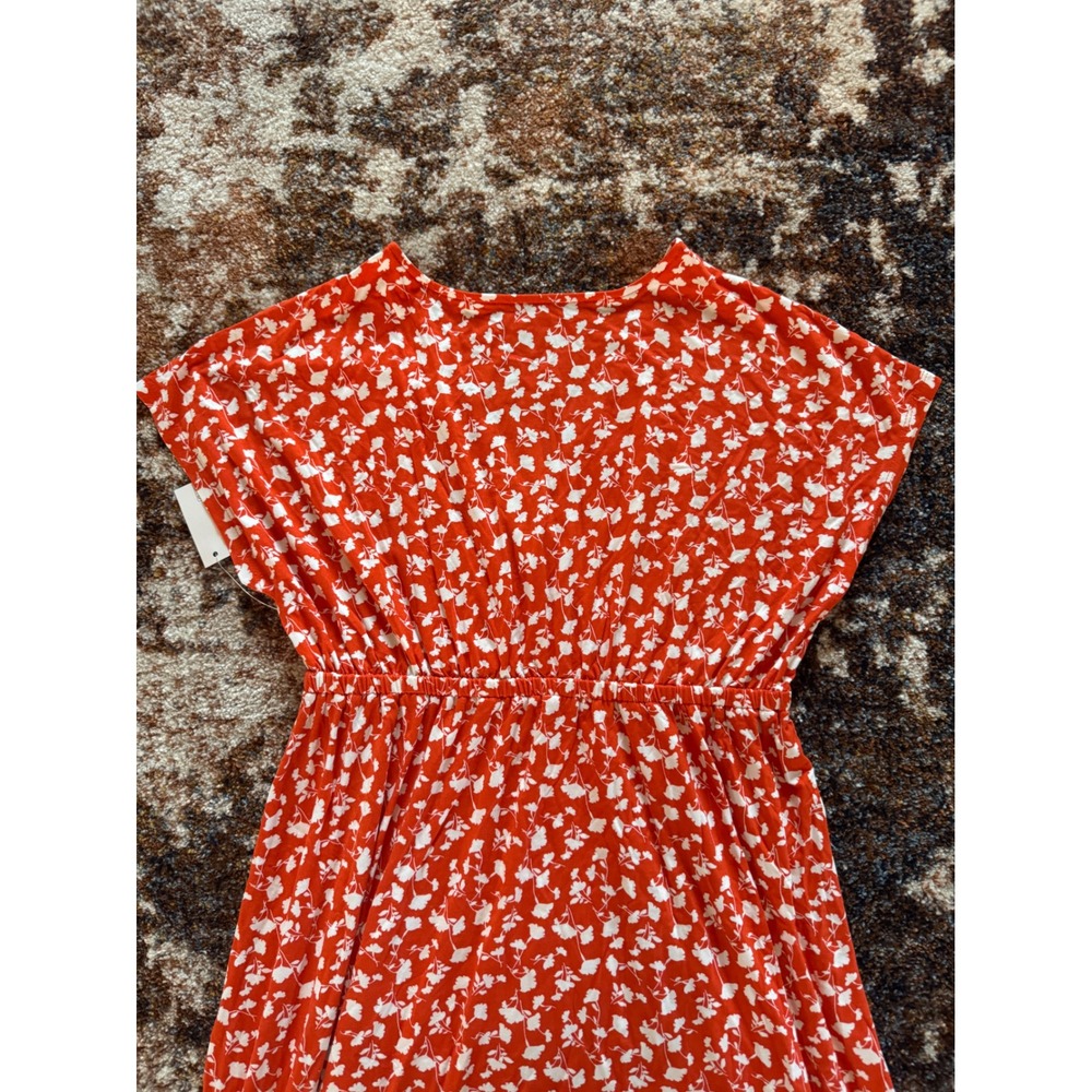 Amazon‎ Essentials Womens Orange Floral V-Neck Empire Waist Dress Size M NEW - Picture 10 of 12